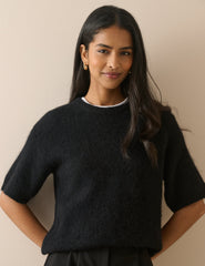 Siyah Oversize Örgü Bluz