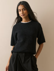 Siyah Oversize Örgü Bluz