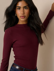 Bordo Fitilli Düğmeli Detaylı Bluz