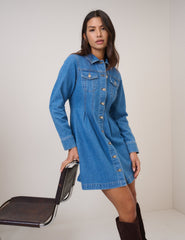 Mavi Denim Uzun Kollu Ferrea Mini Boy Elbise
