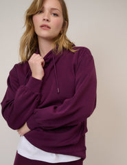 Bordo Scuba Kumaş Kapüşonlu Sweatshirt