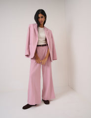 Pembe Tek Düğmeli Dimi Blazer Ceket