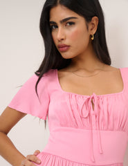Pembe Gia Midi Boy Elbise