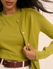 Chartreuse Yeşil Bisiklet Yaka Hırka