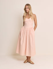 Mercan Pembe Renley Midi Boy Elbise