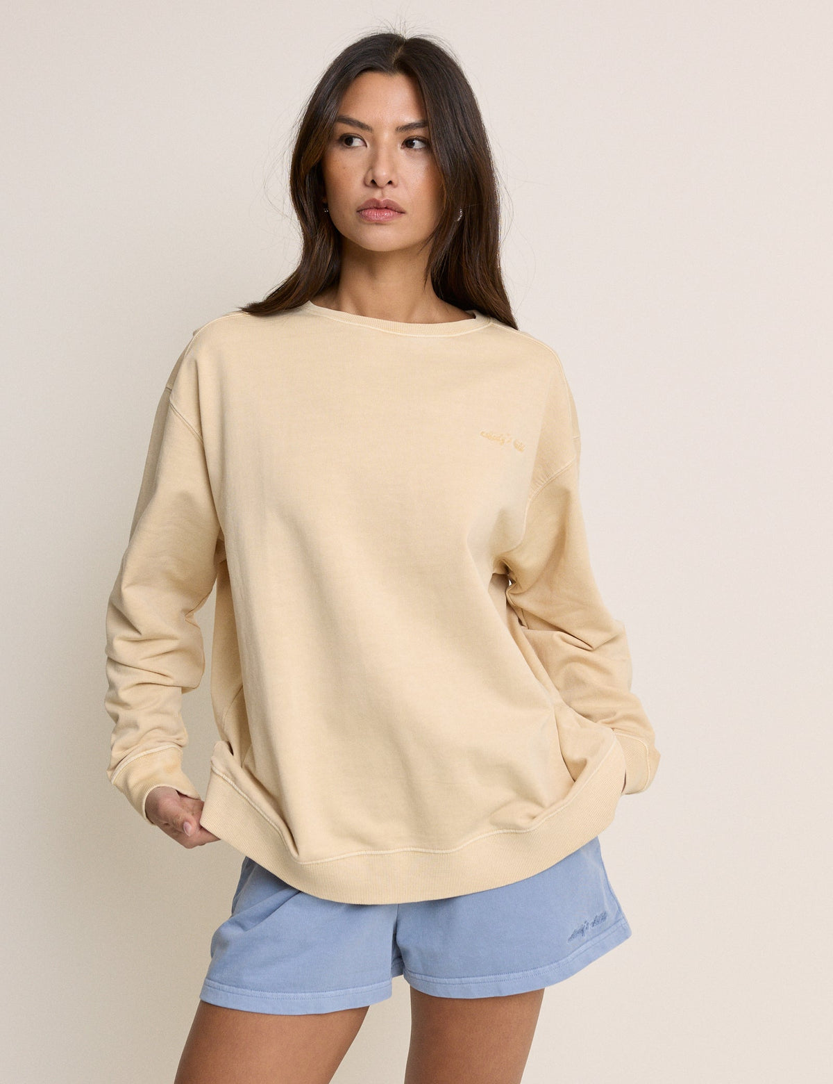 Sarı Rahat Kesim Sweatshirt