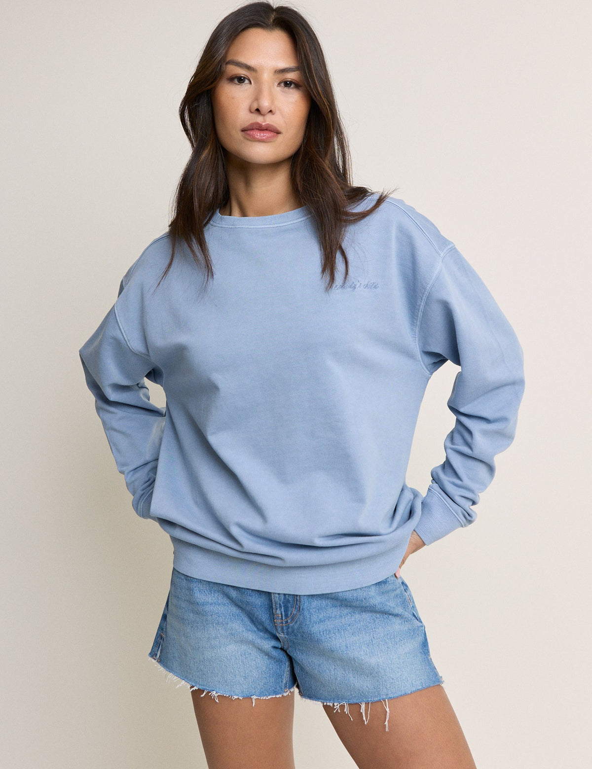 Açık Mavi Rahat Kesim Sweatshirt