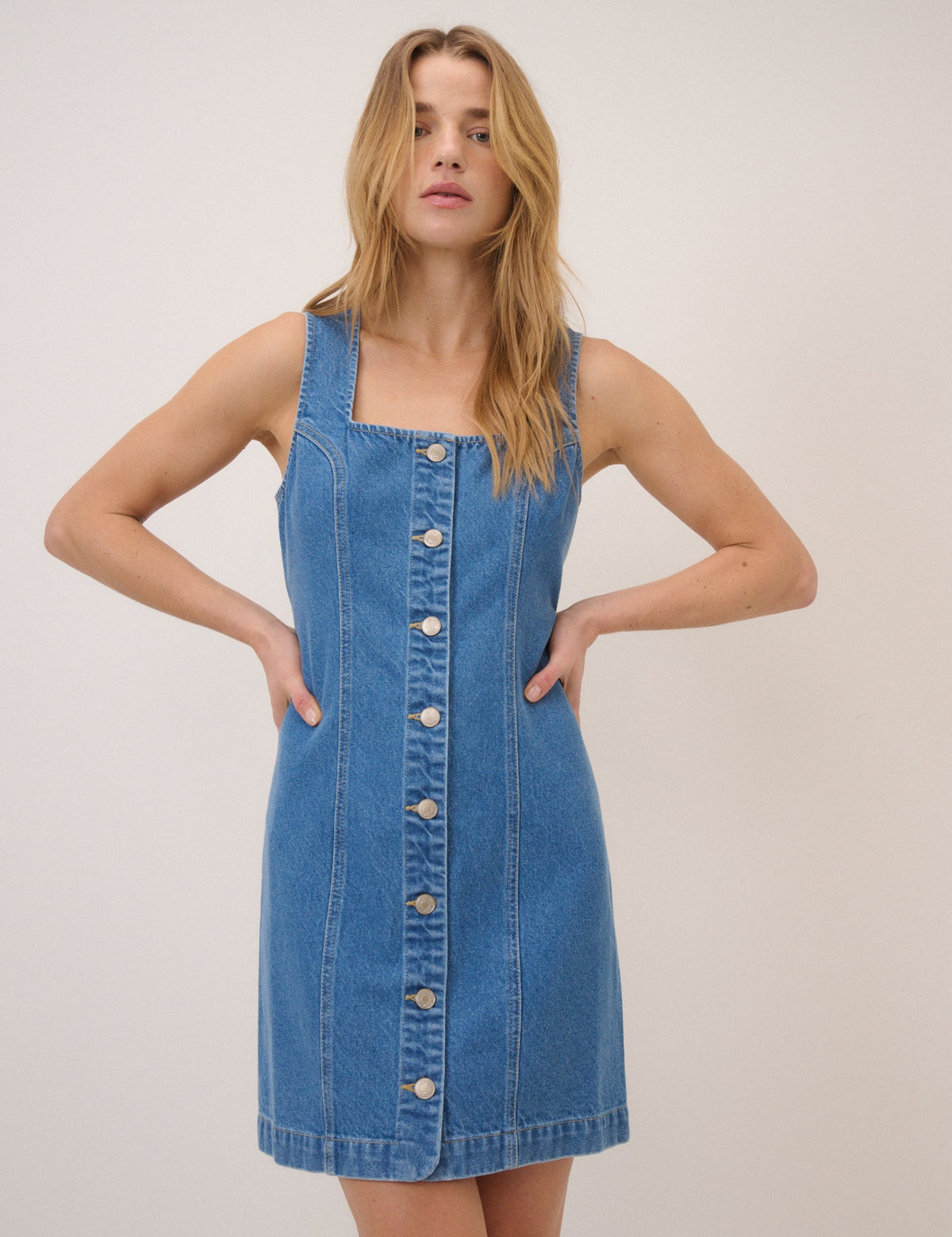 Mavi Denim Harvey Vücuda Oturan Mini Boy Elbise