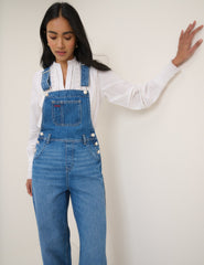Orta Mavi Denim Düz Paça Salopet