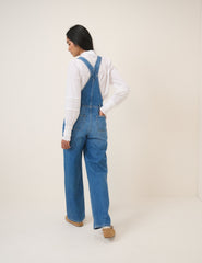 Orta Mavi Denim Düz Paça Salopet