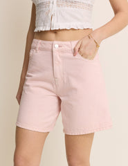 Açık Pembe Denim Bermuda Bailey Kısa