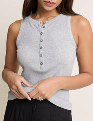 Gri Fitilli Modal Kumaş Henley Atlet