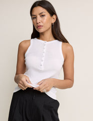 Beyaz Fitilli Modal Kumaş Henley Atlet