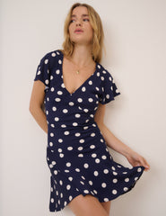 Lacivert Puantiyeli Aimee Mini Boy Elbise