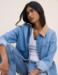 Mavi Denim Fitilli Kadife Yaka Detaylı Ceket