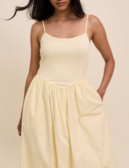 Tereyağı Sarısı Madelyn Midi Boy Elbise