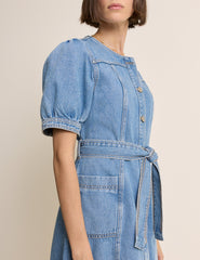Mavi Denim Balon Kollu Hallie Mini Boy Elbise
