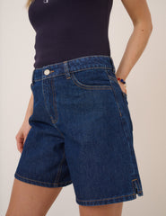 Koyu Denim Bermuda Kısa