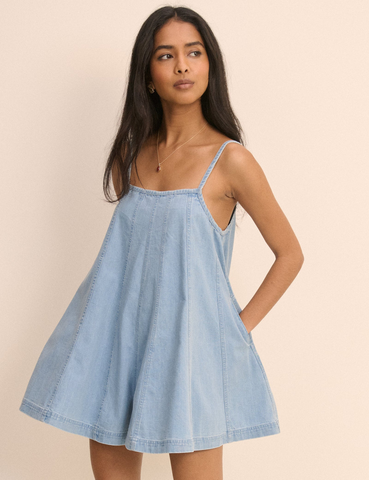 Açık Mavi Denim Tailli Düz Kesim Şort Tulum