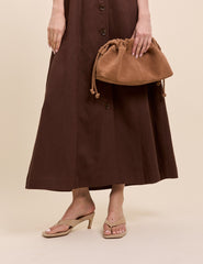 Bej Süet Flip Flop Heel
