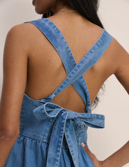Mavi Denim Arkadan Bağlamalı Pedro Mini Boy Elbise