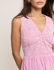 Pembe Pötikareli Kolsuz Eliza Midi Boy Elbise