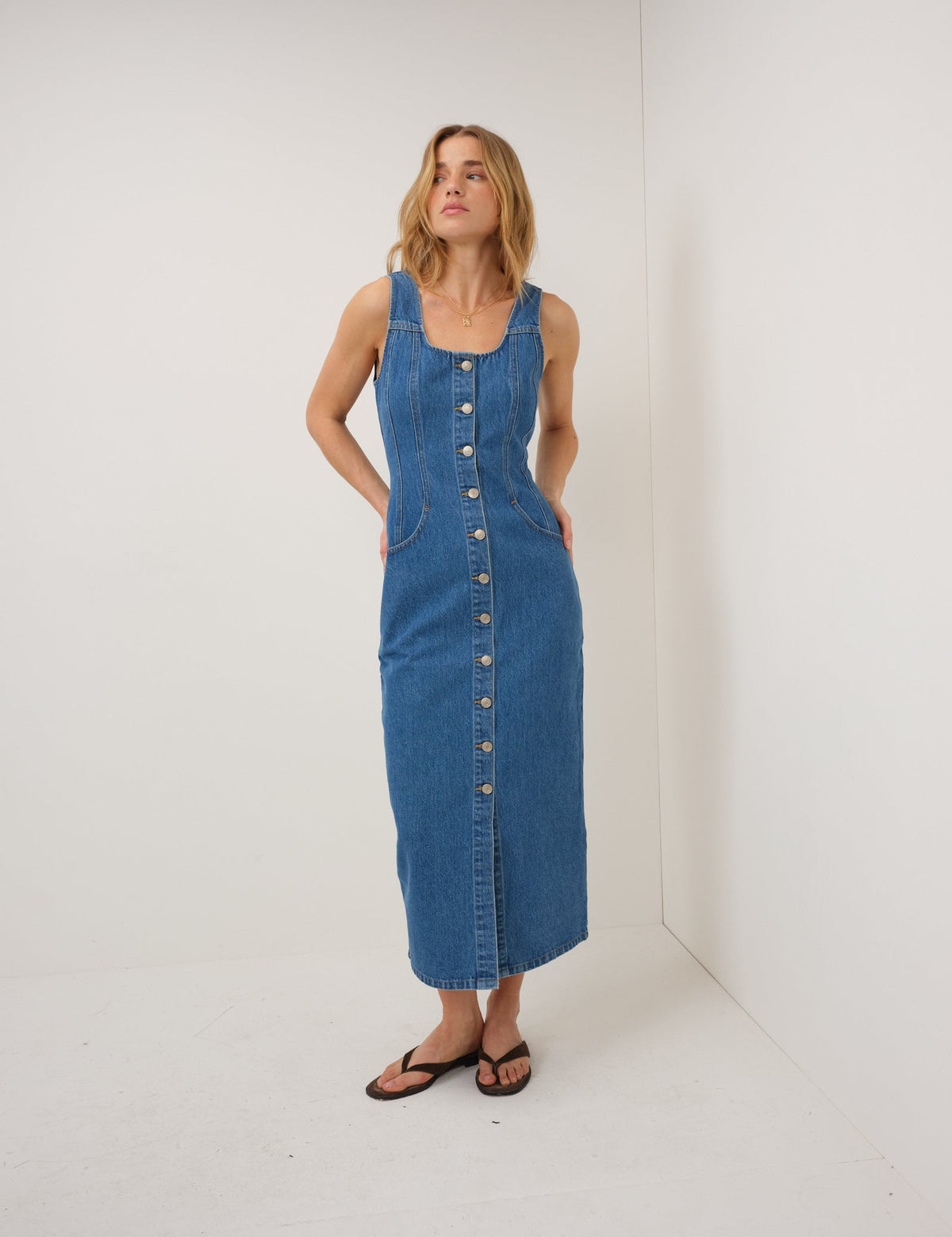 Mavi Denim Quays Midi Boy Elbise