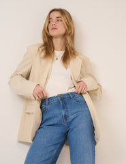 Krem Rahat Kesim Blazer Ceket