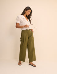 Haki Pileli Subtle Balon Pantolon
