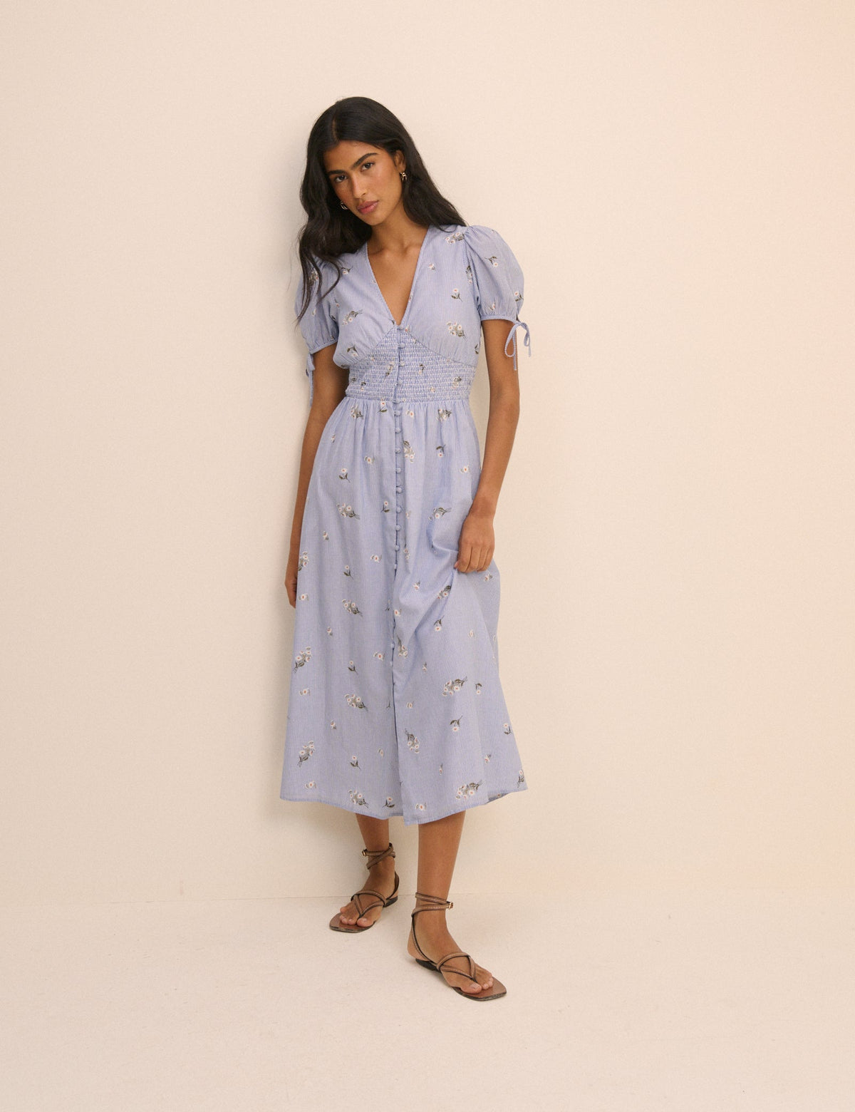 Mavi Pinstriped Ezra Midi Boy Elbise