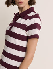 Bordo Çizgili Esnek Jarse Polo Collins Mini Boy Elbise