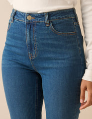 Orta Ton Yıkamalı Mayfair Bootcut Jean Pantolon