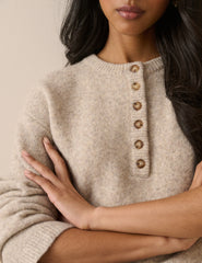Krem Rahat Kesim Henley Kazak