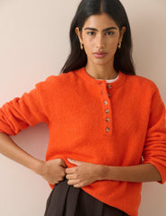 Turuncu Rahat Kesim Henley Kazak