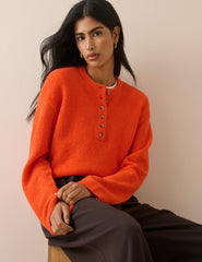 Turuncu Rahat Kesim Henley Kazak