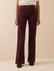 Bordo Fitilli Kadife Mayfair Bootcut Jean Pantolon
