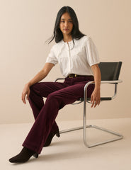 Bordo Fitilli Kadife Mayfair Bootcut Jean Pantolon