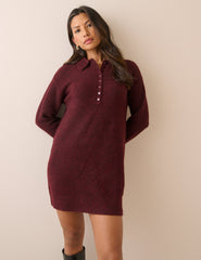 Bordo Kırçıllı Örgü Mini Boy Elbise