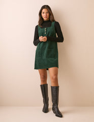 Yeşil Fitilli Kadife Lacey Mini Boy Elbise
