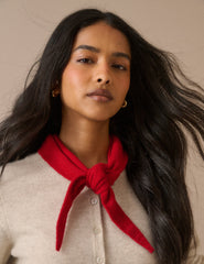 Kırmızı Yün Karışımlı Örgü Neckerchief