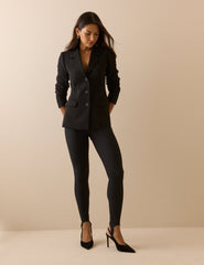 Siyah Fitilli Esnek Jarse Stirrup Legging
