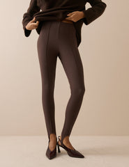 Kahverengi Fitilli Esnek Jarse Stirrup Legging
