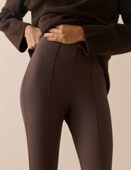 Kahverengi Fitilli Esnek Jarse Stirrup Legging