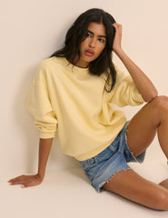 Limon Desenli Sarı Rahat Kesim Sweatshirt