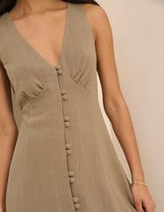 Taupe Kolsuz Avery Midi Boy Elbise