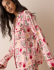 Pembe Yılbaşı Temalı Pijama Takımı