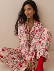 Pembe Yılbaşı Temalı Pijama Takımı