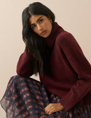 Bordo Roll Yaka Oversize Kazak