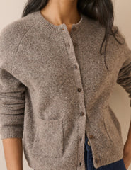 Taupe Kırçıllı Patch Cepli Hırka