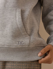 Gri Kırçıllı Rahat Kesim Kapüşonlu Sweatshirt